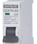 Front view of AC Miniature Circuit Breaker 20 Amp 120V 240V One Pole DIN Rail Mount MCB With Thermal Magnetic Trip C20.