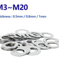 Sturdy Stainless Steel Fender Flat Shim Washers Set M3 To M20 Thin Shims 0.5mm 0.8mm 1mm Thickness 10 To 50 Pieces