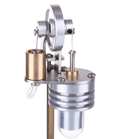 Stirling Engine Kit With Metal Piston And Cool Cylinder, Quartz Heating Tube, Micro Vertical Model, Ready-To-Operate Setup For Hands-On STEM Fun, Durable Metal Build, Includes Alcohol Lamp For Quick Start Learning, vertical metal engine with flywheel