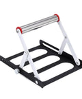 Heavy Duty Multi Function Cutting Machine Feed Rack Featuring No Sweat Height Adjustments and Grip Tight Base for Smooth Material Tracking.