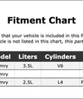 Fitment chart for Quality Built Tough Drive Motor Inverter Cooler Water Pump For Toyota Camry 2018 To 2024 with model details.