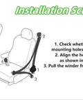 Installation instructions for 2 Pack 3 Point Seat Belt Pads With Adjustable Retractable Straps Universal Cover Kit For Go Kart Golf Cart Minivan SUV UTV VR Pickup Truck Easy Install Hook And Loop Comfy Fit Black