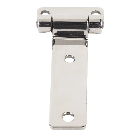 T Shape Door Hinge 304 Stainless Steel For RV Van Cabinets And Yacht Hatches, polished view with smooth finish and mounting holes.