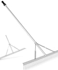 36 Inch Aluminum Landscape Rake With 36 Tines And 68 Inch Non Slip Handle For Easy Soil Loosening And Leveling Backyard Yard Rake Tool