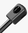Close-up of end fitting on Beefy Rear Hatch Trunk Lift Supports Gas Spring Shocks Set Of 2 for Challenger Tailgate Liftgate 2008-2018.