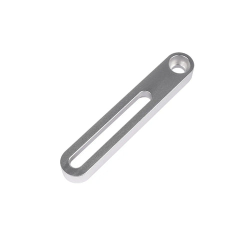 Kick Your Hot Rod Build Up For Real With This CNC Machined 6061-T6 Aluminum Billet Power Steering Bracket Kit Designed for Ford SBF Engines Like The Classic 289, 302 Or 351W To Hold A Saginaw Pump In Place. Silver billet bracket, slotted arm detail