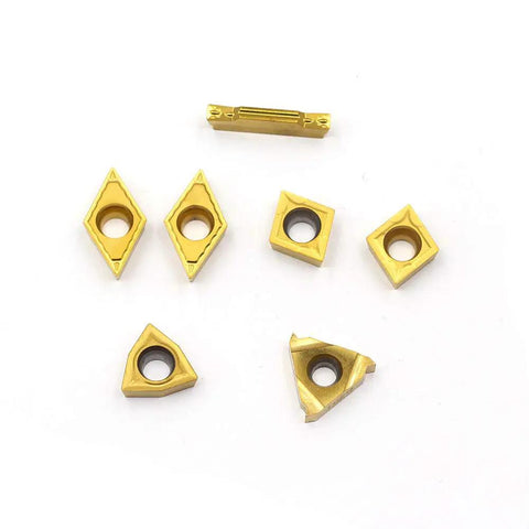 Set of seven Pro-Grade Carbide Turning Inserts MGMN300 16ER A60 WCMT06T304 CCMT09T304 DCMT11T304, suitable for CNC turning on tool holders.