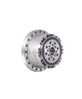 Side view of steel strain wave planetary gearing harmonic drive reducer gear for module motor, lightweight, compact, high precision design.