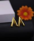 Chunky Gold Plated Earrings for Women, 18K Gold Plated Stainless Steel V Shape Heart Shell Studs on black surface