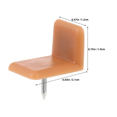 Universal L Shape Drawer Glides Kit tack-in slider with nail, brown plastic, dimensions shown, for drawer repair