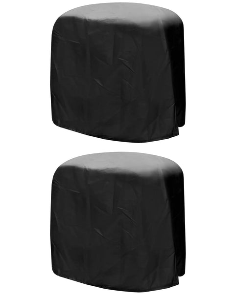 Heavy Duty Miter Saw Cover Two Pack Badass Waterproof Dustproof Case With Snug Bottom Drawcord Slick 210D Oxford Fabric For Tablesaw Planer Motorized Tools Top Shelf Black Storage Bag, two black protective covers.