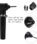 Ink Mixer Kit With 100 Mixing Sticks, Durable Pigment Mixer Machine Electric Agitator, Requires 2 AA Batteries, Black