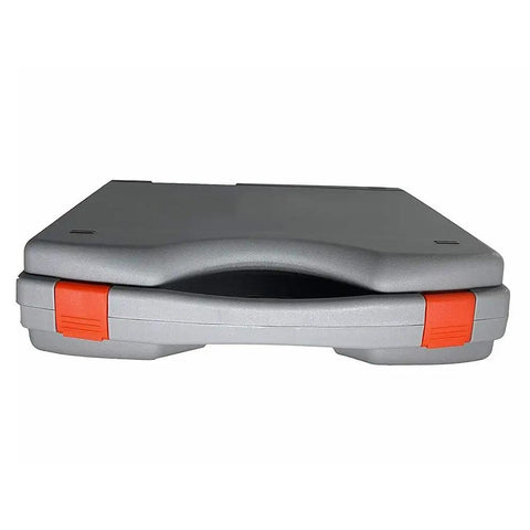 Badass Handheld Vibration Tester Built Tough For Dead Simple Acceleration Velocity And Displacement Testing hard case with orange latch.