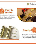 Tools and hardware for installing 6 Inch Double Action Spring Hinge For Saloon Doors 4 Pack Satin Chrome Finish, shown with hinge and screws.
