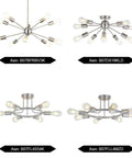 Various styles of Sputnik Chandelier Lighting Dope 10 Light Modern Starburst Pendant Ceiling Fixture With Brushed Nickel Finish