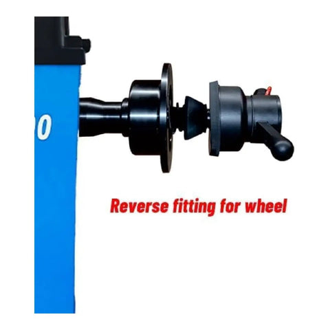Heavy Duty Wheel Balancer Machine Built With Raw Copper Motor Core And Lab Grade Precision To Eliminate Steering Jitter and deliver flawless highway glide. Reverse fitting component for wheel attachment.