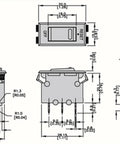 No Sweat Black Rocker Switch Circuit Breaker With 10 Amp Overload Protector dimension diagram showing size and reset switch.