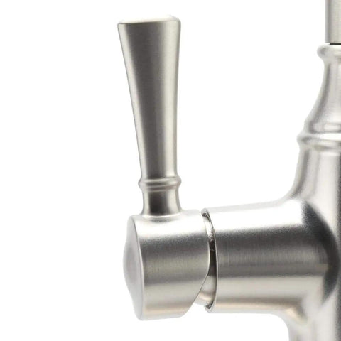 Close-up of Noell Single Handle Pull Down Sprayer Kitchen Faucet With Reflex Tech And Built In Soap Dispenser In Spot Resist Stainless
