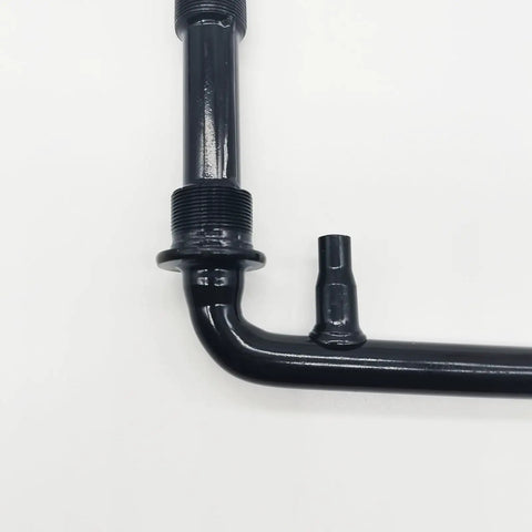 One Piece Black Crankarm Set For Bikes, Wide 165mm Crank Arms With 150mm Span, Half Inch Pedals, Close-Up of Joint Details