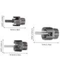 Heavy Duty 3 Pc Pipe Threader Tool Kit For Electric Drill showing steel internal external thread cutters for PVC pipes.