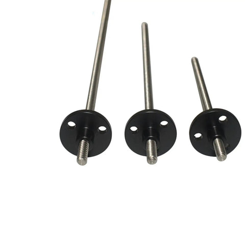T3.5 Trapezoidal Lead Screw 304 Stainless Steel Zero Play Linear Rod With Black Plastic Nut 1Mm Pitch 2Mm Lead 100Mm Length - three sizes displayed