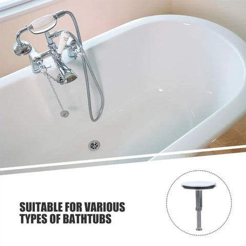 2pcs Brass Bathtub Drain Plug with Rotating Flat Seal for Leak Control installed in a modern bathtub with chrome faucet.