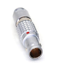 Push Pull Self Lock Circular Connector 0B 7 Pin Plug For Aviation And Industrial Electronics Cameras And Test Gear High Density Mounting Saves Space And Supports 2 3 4 5 6 7 And 9 Pin Options With 180 Combinations. silver metal 0B 7-pin push-pull connector