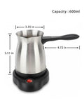 Electric Turkish Coffee Maker 600ml Capacity Brews 5 To 6 Cups, Multifunctional Large Capacity Brewing Pot, Stainless Steel 110V Coffee Brewer For Home Kitchen And Entertaining
