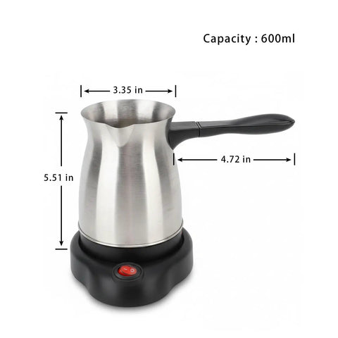 Electric Turkish Coffee Maker 600ml Capacity Brews 5 To 6 Cups, Multifunctional Large Capacity Brewing Pot, Stainless Steel 110V Coffee Brewer For Home Kitchen And Entertaining