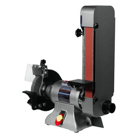 Bad Boy Workhorse 8 Inch Angle Grinder And 2 X 48 Belt Sander Combo With 1 Horsepower Motor Dual Voltage Hookup side view