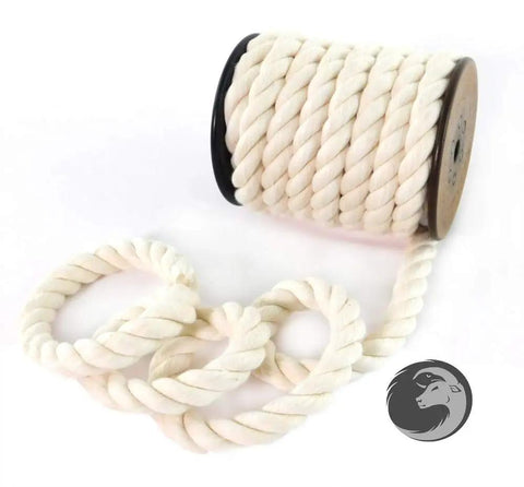 100 Percent Cotton Twisted Rope White Half Inch By 320 Feet USA Made Natural Cord displayed on spool with coiled section
