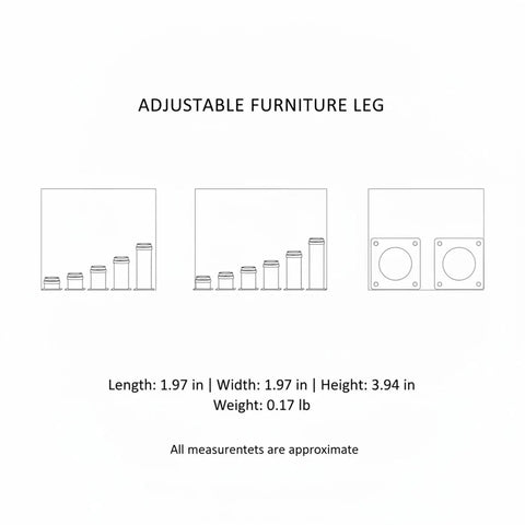 Adjustable Furniture Leg Levelers for Cabinets, Sofas, and Tables, Stainless Steel Support for Uneven Floors, Black, 1.97 X 3.94 Inches
