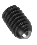 Close-up of M4 X 8mm carbon steel ball plunger pin, hex socket design for machine fixtures and positioning tasks.