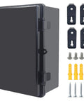 Killer IP67 Seal Rock Solid ABS Junction Box With Secure Hinged Black Lid And Heavy Duty Mounting Plate for electronics.