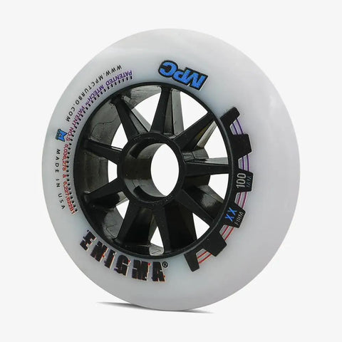 Image of Enigma 100mm XX Firm Inline Speed Wheel with Energy Transfer Hub showcasing premium polyurethane for track and road.