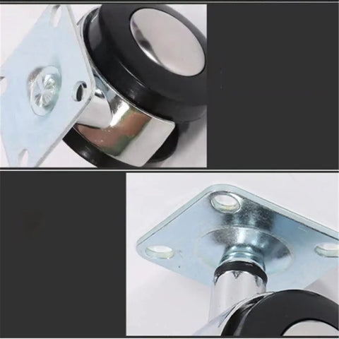 Heavy Duty Office Chair Replacement Wheels 4 Pack Silent Swivel Casters close-up view of rubber base and metal plate.
