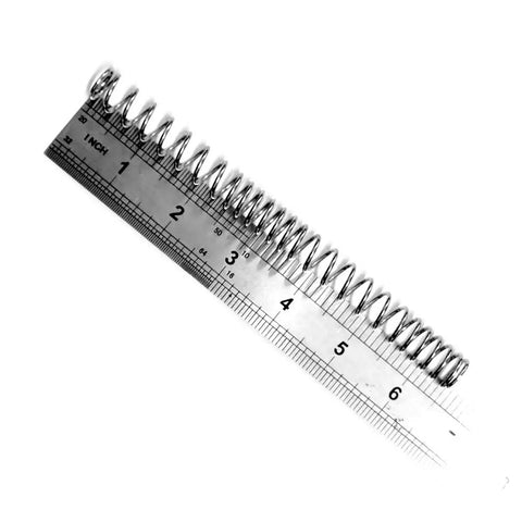 Stainless Steel Compression Extension Spring For AEG Gear Box V2 To V3 M130 1.55 By 14.5 By 165mm next to ruler