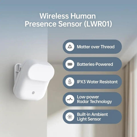 Wireless Human Presence Sensor With MmWave Radar For Occupancy And Motion Detection Battery Powered IPX3 Water Resistant