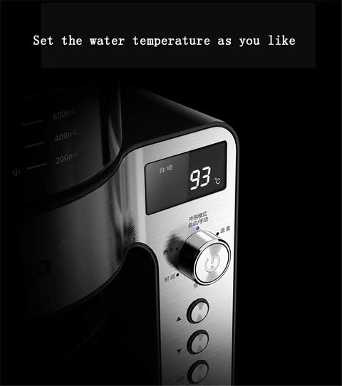 Close-up of No Fuss Automatic Bean To Cup Espresso Machine With Precision Temp Control, showing temperature settings in silver.