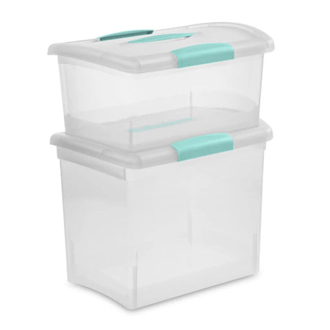 Solid Medium Nesting Storage Bins With Easy Snap Latching Lids And Beefy Handles, Slick Stackable Plastic Totes For Straight Up Home Organization And Tidy Space Fix 30 Pack