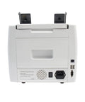 Back view of Slick Money Counter Workhorse With Touchscreen Sensor For Mixed Bill Sorting showing power connections and USB ports.