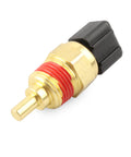 Coolant temperature sensor (ECT) with brass body, red seal, black connector; angled side view