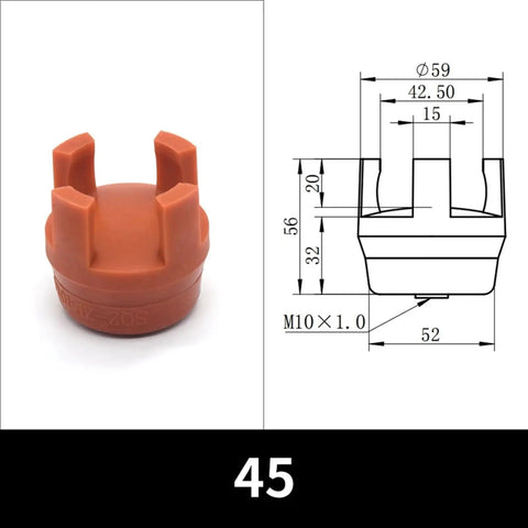Heavy Duty Industrial Pneumatic Vacuum Suction Cup Gripper Clamp With Rubber Pad Chuck For Manufacturing Automation, red rubber pad with dimensions.