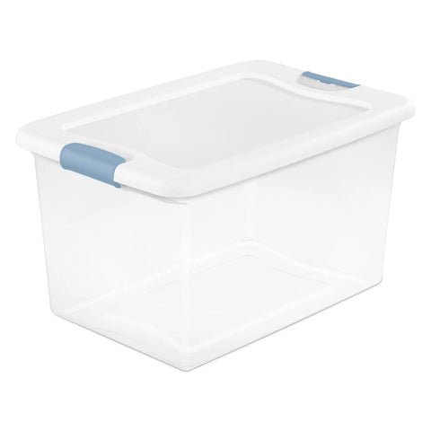 64 Quart Clear Latching Storage Boxes 4 Pack With White Lids Heavy Duty Stackable Plastic Bins for organization