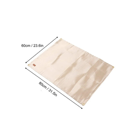 Fire Pit Mat For Bonfire And Grillin Sessions, 0.43 Inch Thick Glass Fiber Fireproof Blanket shown flat with dimensions 80cm x 60cm