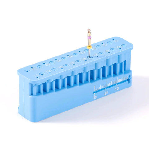 Pro Grade Endodontic Measuring Tools Holder For Root Canal Work Autoclaveable Endo Files Block Ruler With Clear Scale Durable Medical Grade PP Dental Instrument Mount For Precise Measurements, blue PP ruler block with 17-30 scale
