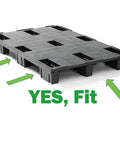 Self Loading Electric Pallet Stacker With 2116 Lbs Capacity And 51 Inch Lift Height showing a durable black pallet designed for cargo fitting.