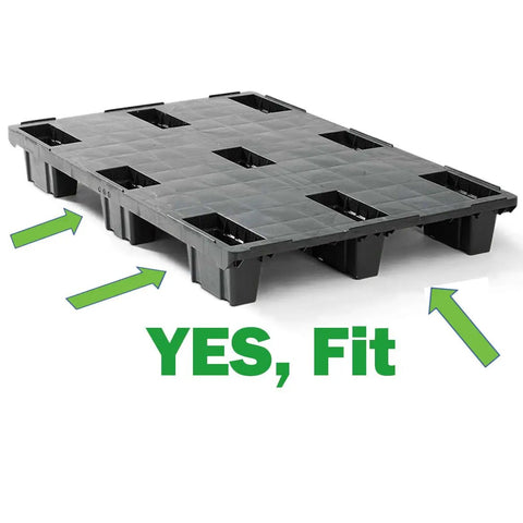 Self Loading Electric Pallet Stacker With 2116 Lbs Capacity And 51 Inch Lift Height showing a durable black pallet designed for cargo fitting.