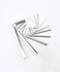 Super Cool 10 Pack L Shape Hex Wrench Set With Steel Hexagon Keys In Sizes Ranging From 1.5mm Up To 6mm For Quick Home Repair And Furniture Assembly Jobs Where Portability Is King. steel metric hex keys arranged on white background
