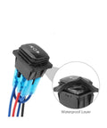 6Pin 3Pos Waterproof Reverse Polarity Panel Mount Stop Switch With No Tool Needed Quick Install Waterproof Housing Clear Tactile Feedback On Each Press And Precision Contact Structure For Reliable Power Switching, black with blue wires